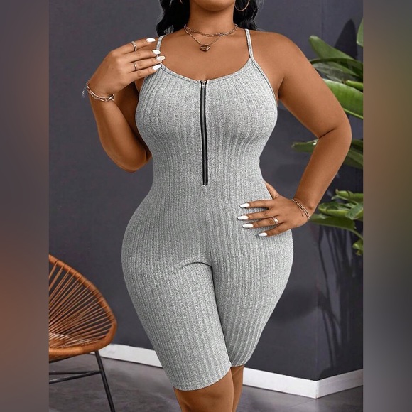 Grey Ribbed Romper - Picture 3 of 8